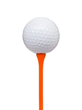 Golf ball on tee isolated with clipping path Stock Photos