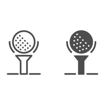 Golf ball on tee line and solid icon, golfing concept, golfball sign on white Stock Illustration