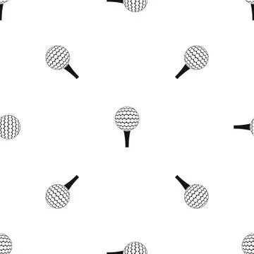 Golf ball on a tee pattern seamless black Stock Illustration