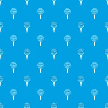 Golf ball on a tee pattern seamless blue Stock Illustration