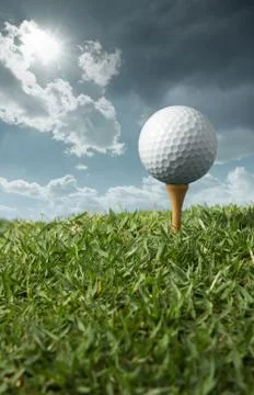 Golf ball on tee Stock Photos