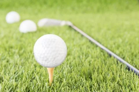 Golf ball on tee Stock Photos