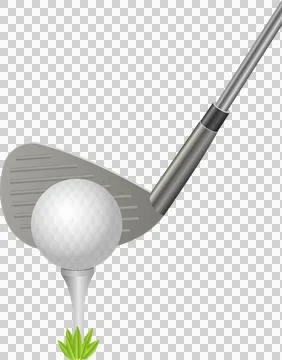 Golf ball on tee ready to be hit with iron for tee off in preparation for a.. Stock Illustration