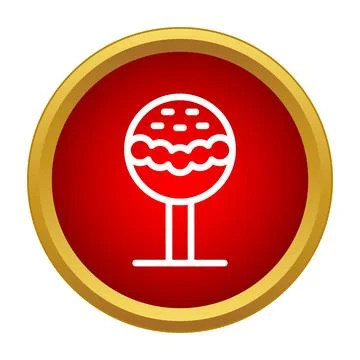 Golf ball on a tee round button icon Stock Illustration