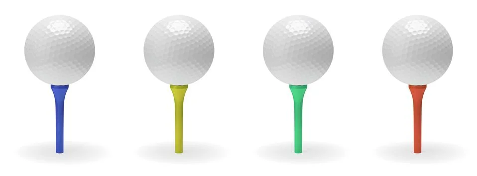 Golf ball on tee set Stock Illustration