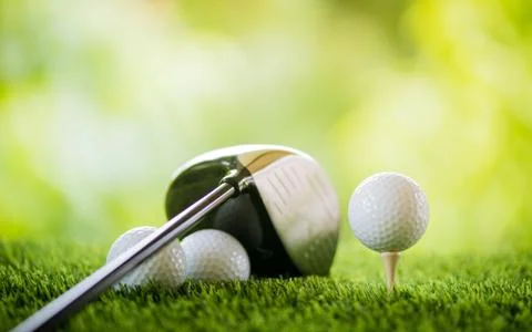 Golf ball on tee to tee off Stock Photos