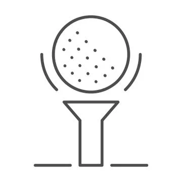 Golf ball on tee thin line icon, golfing concept, golfball sign on white Stock Illustration