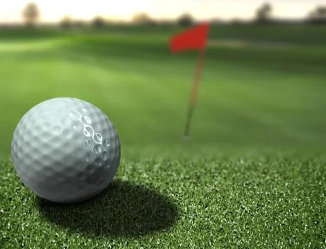 Golf ball on the turf Foto stock