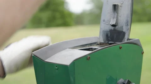 Golf Ball Washer and drying golf ball 스톡 동영상 153615293