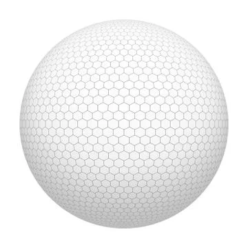Golf ball. White hexagon shape pattern. Simple mesh of sphere isolated on whi イラスト素材