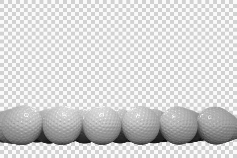 Golf balls arranged side by side Stock Illustration
