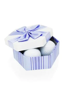 Golf balls in gift box Stock Photos