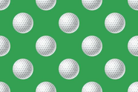 Golf balls seamless pattern on green background Stock Illustration