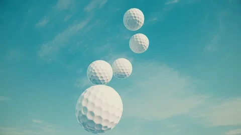 Golf balls thrown into blue sky sports background Stock-Footage 330166461