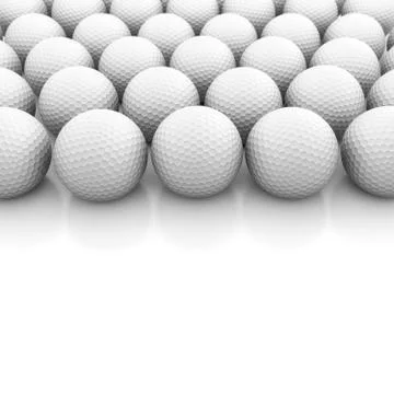 Golf balls on white 3D render Illustrazione stock