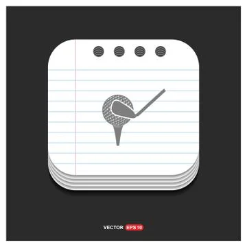 Golf Bat Icon Gray icon on Notepad Style template Vector EPS 10 Free Icon イラスト素材