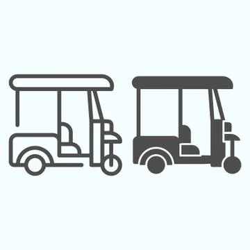 Golf buggy line and solid icon. Golf cart vector illustration isolated on white Stock Illustration