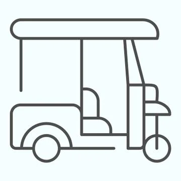 Golf buggy thin line icon. Golf cart vector illustration isolated on white Stock Illustration