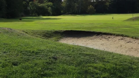Golf bunker on green grass Stock Footage 156054705