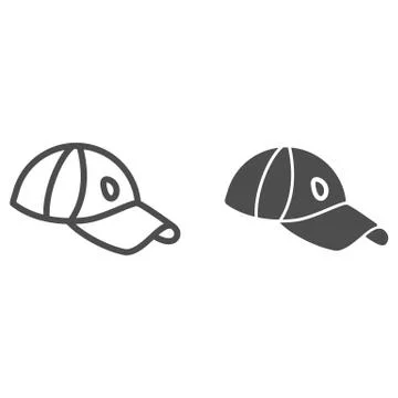 Golf cap line and solid icon, clothing concept, cap sign on white background イラスト素材