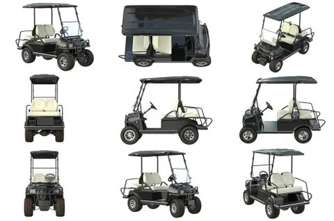 Golf car black set Stock Illustration