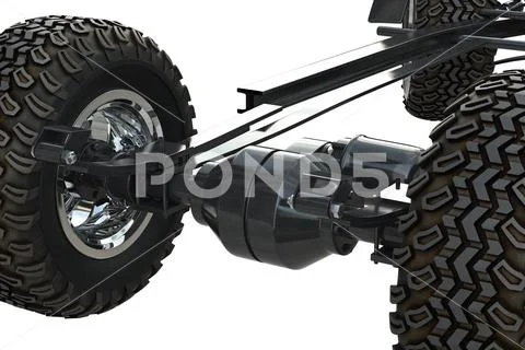 Golf car chassis undercarriage, close view Stock Illustration