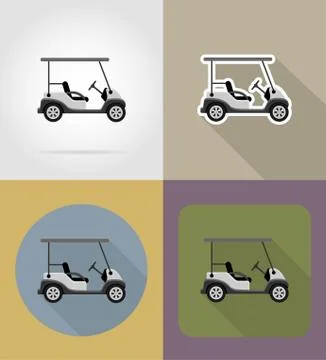 Golf car flat icons vector illustration Stock Illustration
