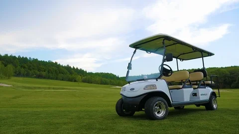 Golf car on the golf course Stock Footage 89502508