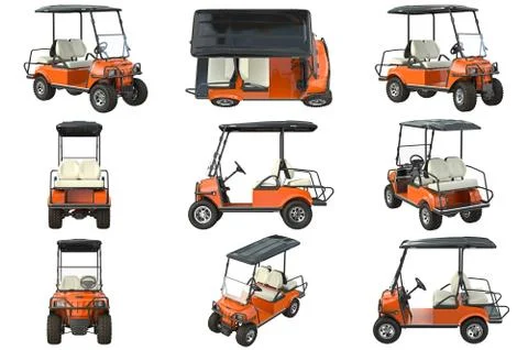 Golf car orange set Stock Illustration
