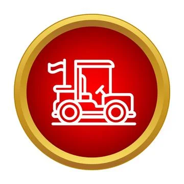 Golf cart icon in red circle button Stock Illustration