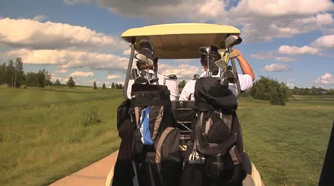 Golf Cart On Path Stock Footage 23848303