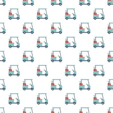 Golf cart seamless pattern illustrating club transport background Stock Illustration
