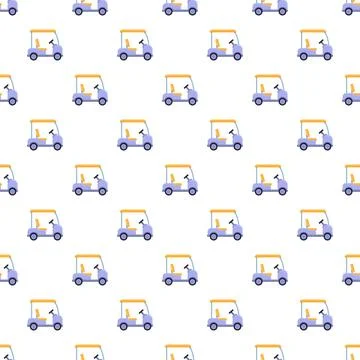 Golf cart seamless pattern on white background Stock Illustration