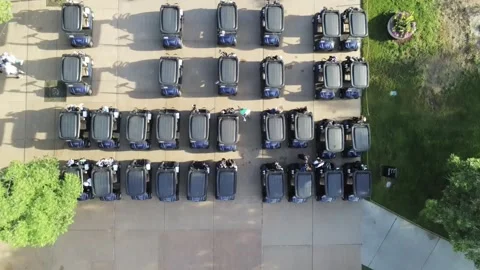 Golf carts from above with a drone 動画素材 250352143