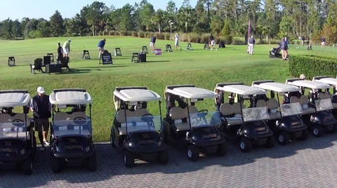 Golf Carts and Driving range B Stock Footage 64052129