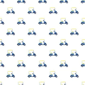 Golf carts creating seamless pattern for wallpaper design Stockillustratie