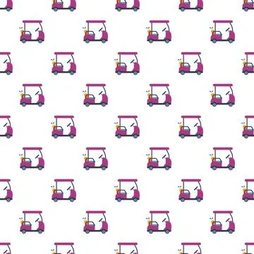 Golf carts in seamless pattern for textile design 스톡 일러스트