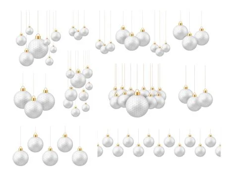 Golf christmas ball. Creative white golf ball Christmas ornaments hanging d.. Stock Illustration