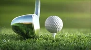 Golf Club Hits A Golf Ball In A Super Slow Motion, In Sunny Morning. Stock Footage
