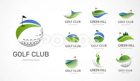 Golf club icons, symbols, elements and logo collection: Graphic #95837709