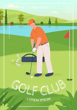 Golf club poster flat vector template Stock-Illustration