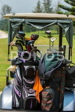 Golf Clubs In The Bag And Car