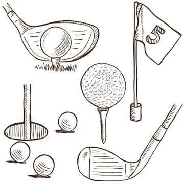 Golf collection - doodle style Stock-Illustration