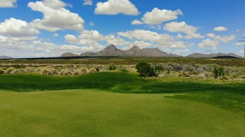 Golf Course Aerial Low Angle with Golf Cart Stock Footage 112896574