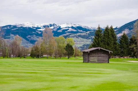 Golf course in Alps Stock Photos