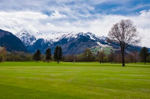 Golf course in Alps Stock Photos