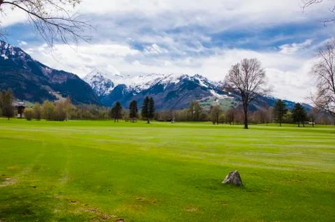 Golf course in Alps Stock Photos