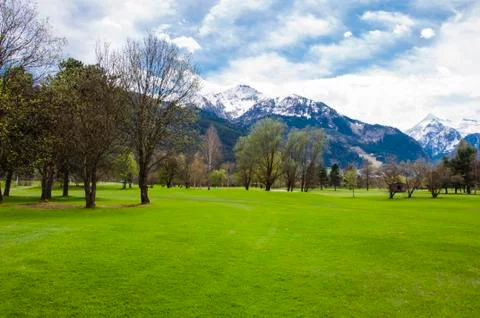 Golf course in Alps Foto stock