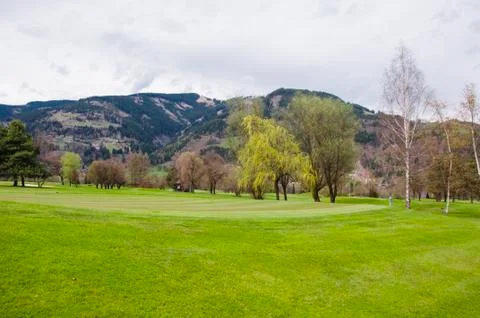 Golf course in Alps Stock Photos