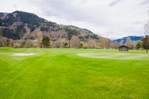 Golf course in Alps Stock Photos